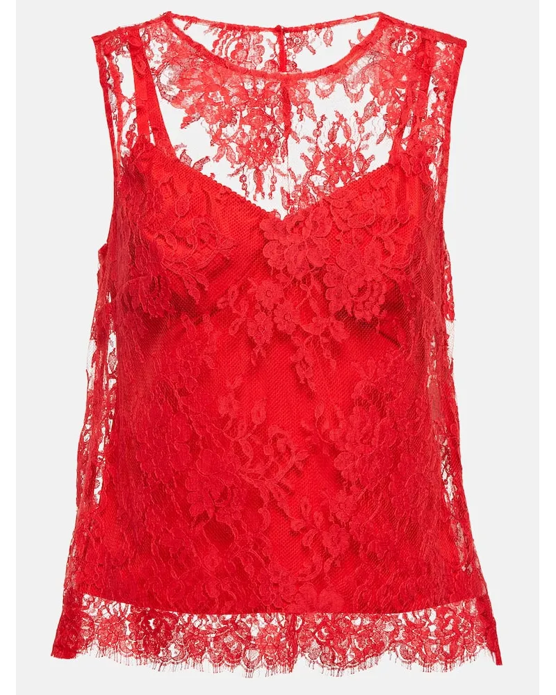 Dolce & Gabbana Top aus Chantilly-Spitze Rot