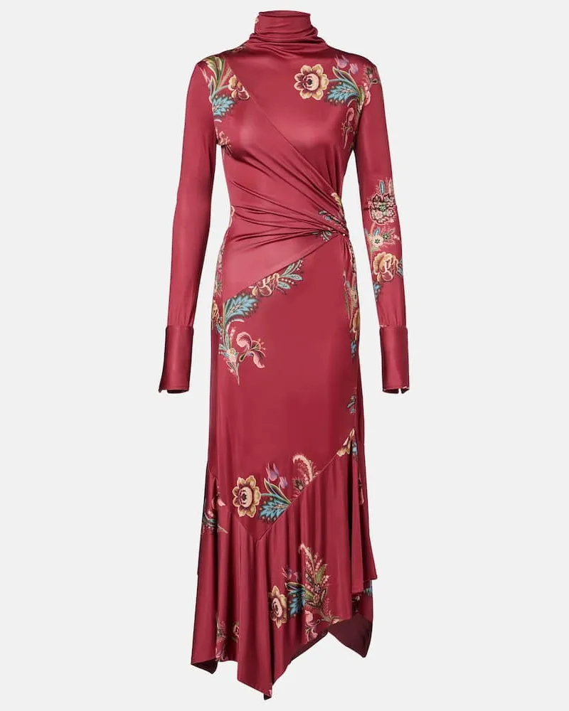 Etro Bedrucktes Midikleid Burgunderrot