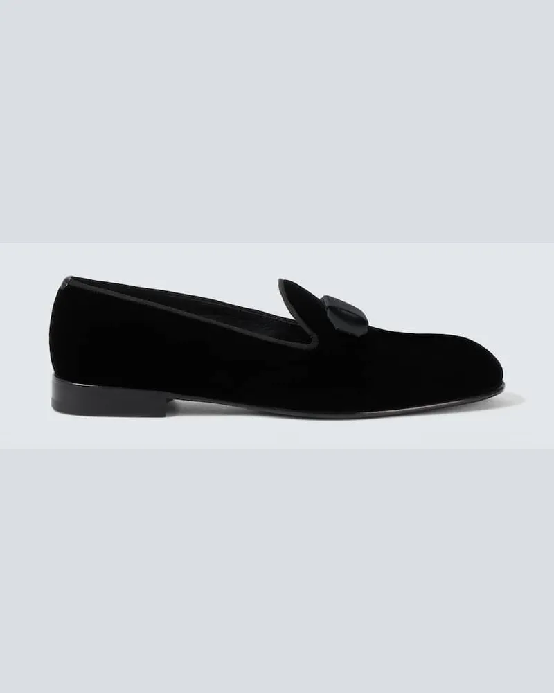 Brioni Loafers aus Samt Schwarz