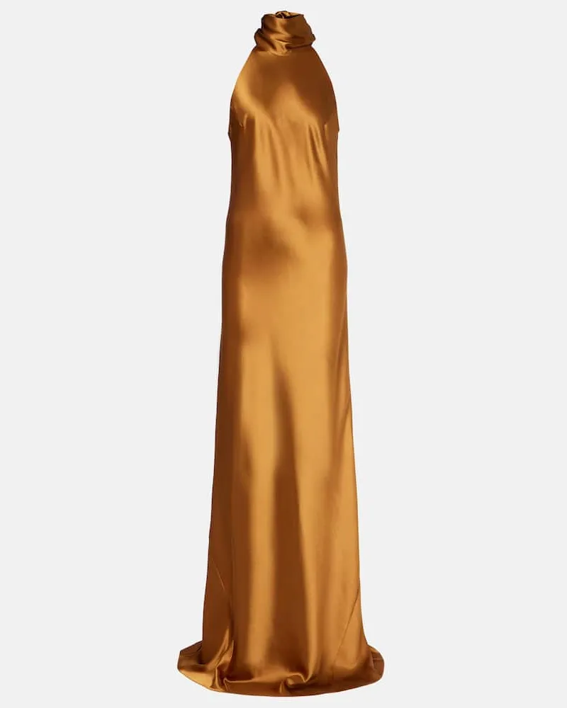 GALVAN Robe Sienna aus Satin Braun