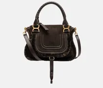 Chloé Tote Bag Marcie Small aus Veloursleder mit Shearling