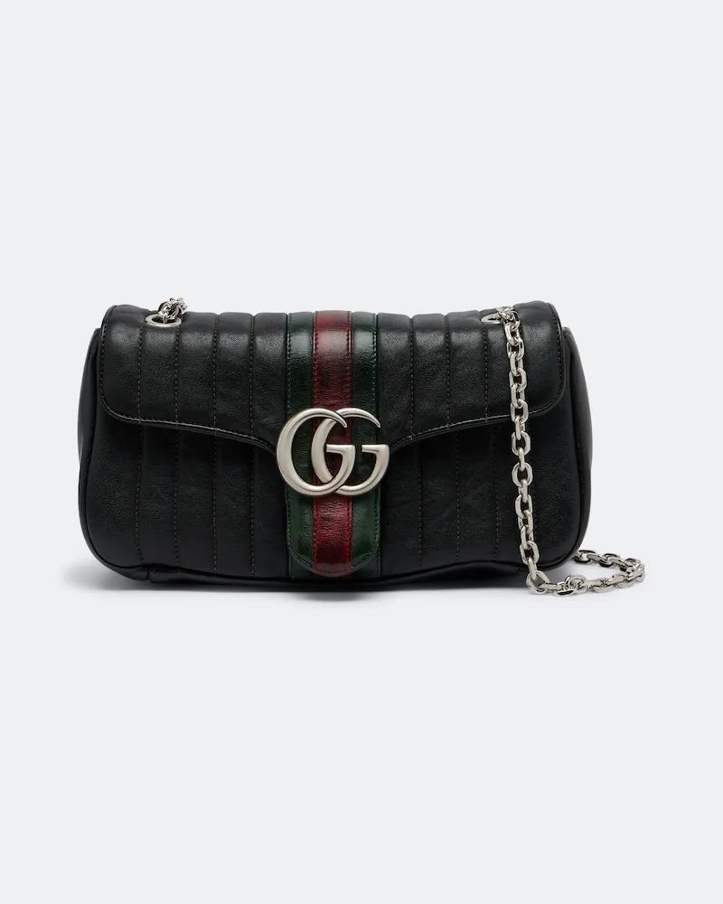 Gucci Schultertasche GG Marmont Small aus Leder Schwarz
