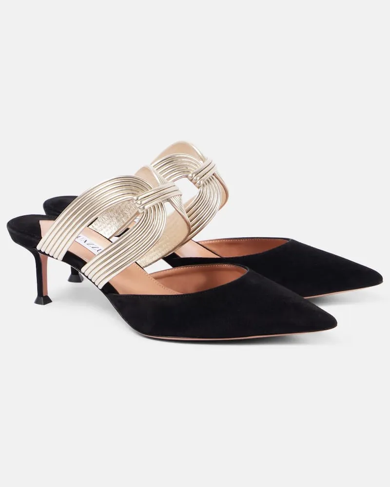 Aquazzura Mules Esencia 50 aus Veloursleder Gold