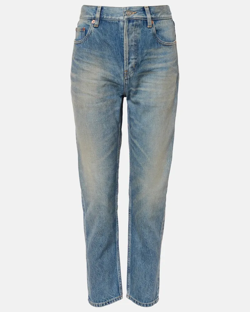 Saint Laurent Cropped Slim Jeans '90s Blau