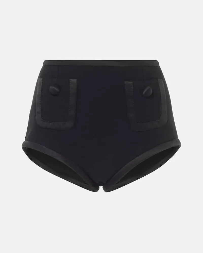 Dolce & Gabbana High-Rise Shorts aus Wolle und Seide Schwarz