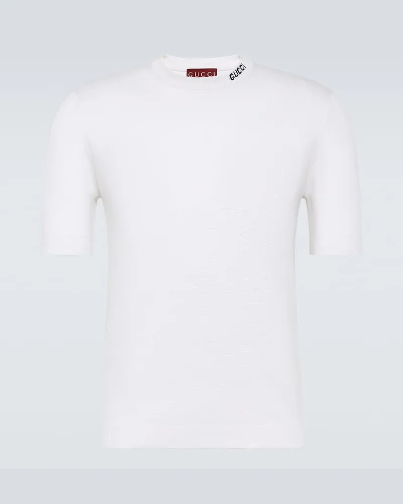 Gucci T-Shirt aus Seide und Baumwolle Weiß