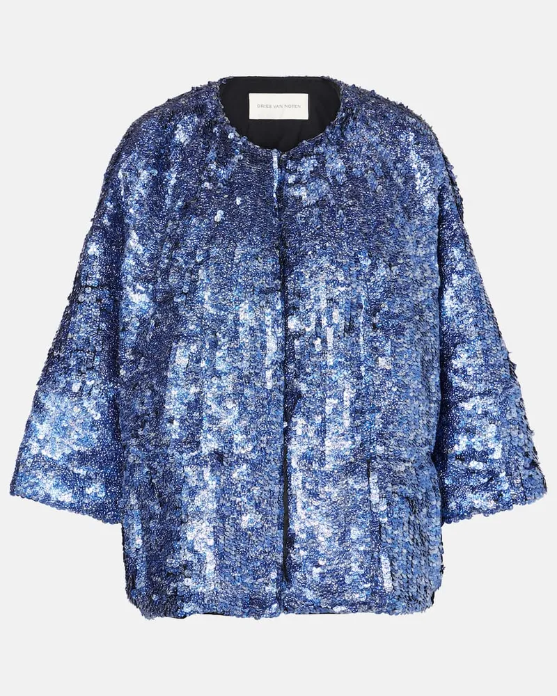 Dries van Noten Jacke mit Pailletten Blau