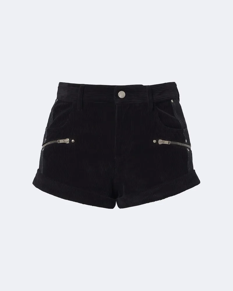 Isabel Marant Shorts Rolna aus Baumwoll-Cord Schwarz