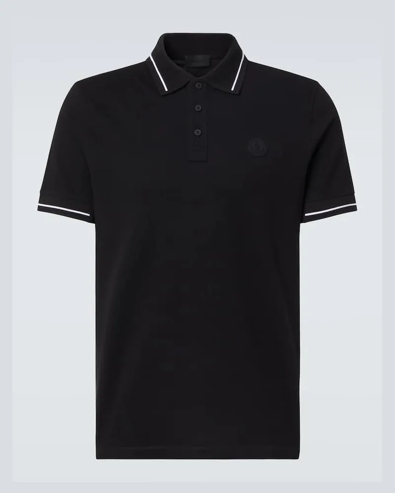 Moncler Polohemd aus Baumwoll-Piqué Schwarz