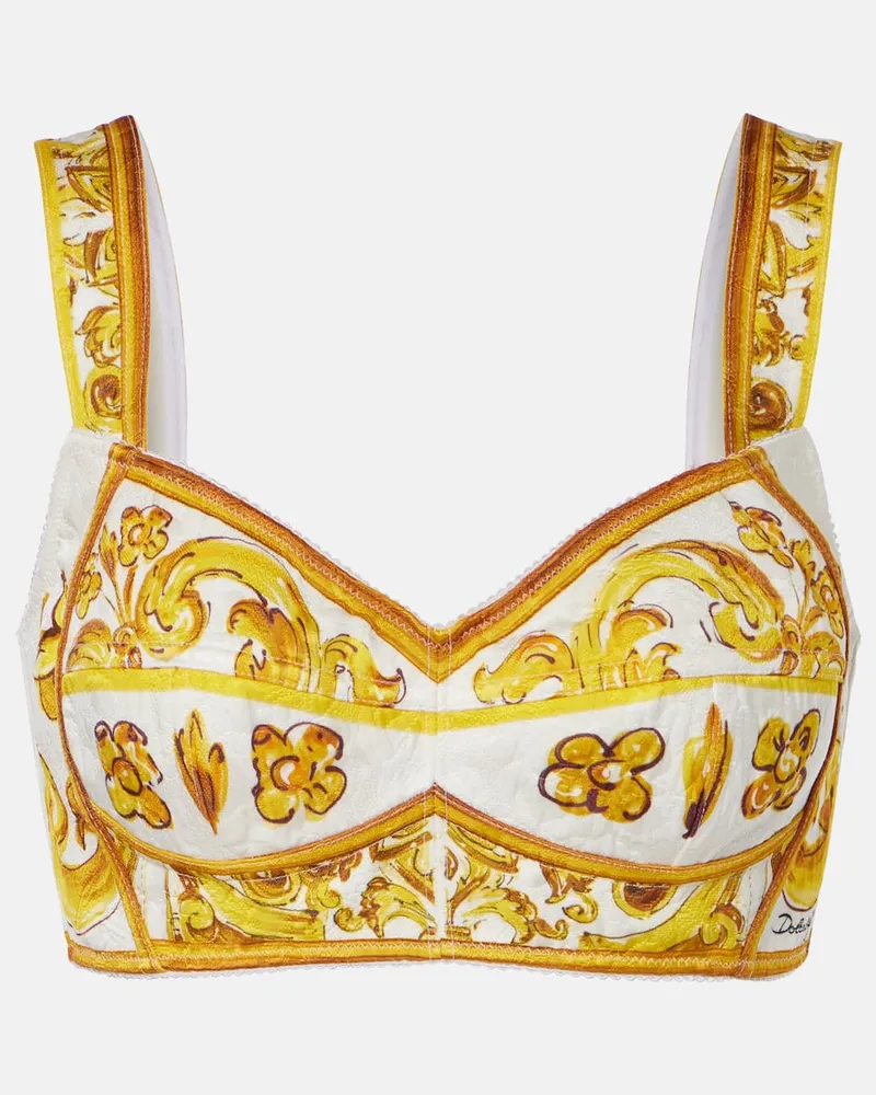 Dolce & Gabbana Cropped-Top Majolica aus Popeline Gelb