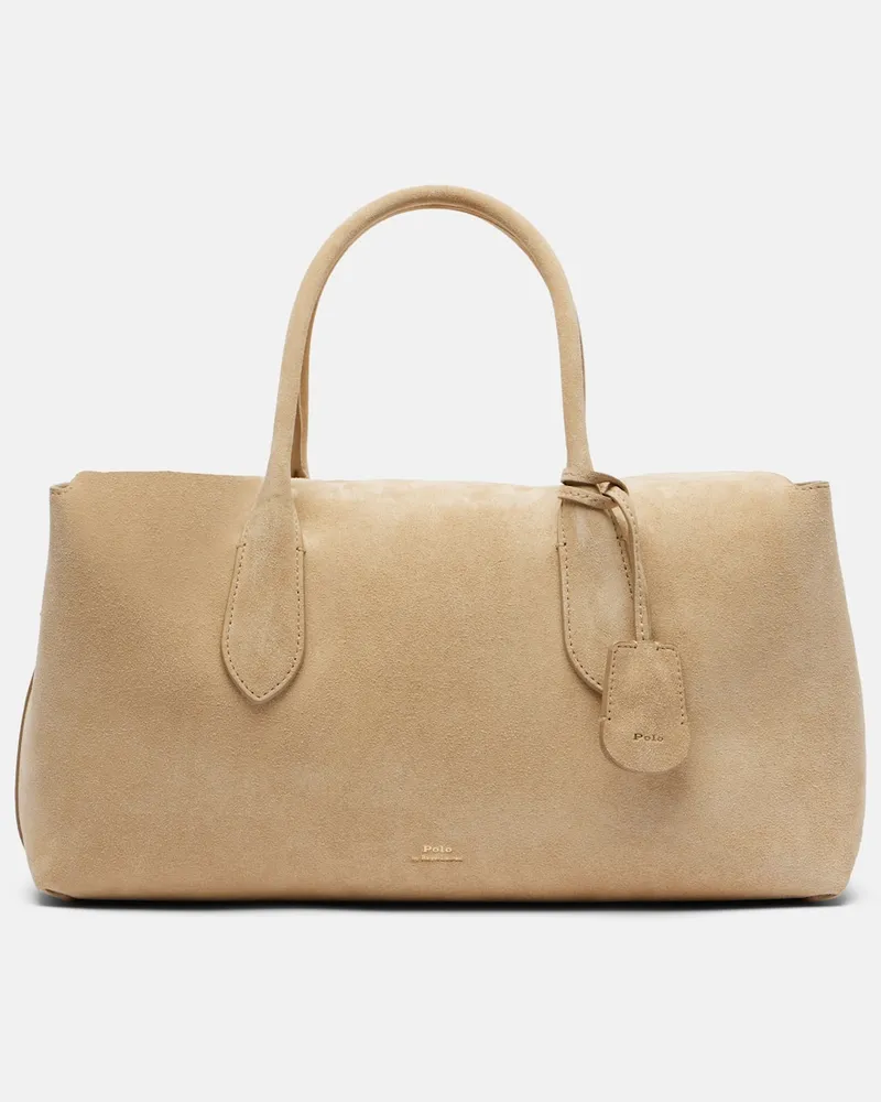 Ralph Lauren Schultertasche aus Veloursleder Beige