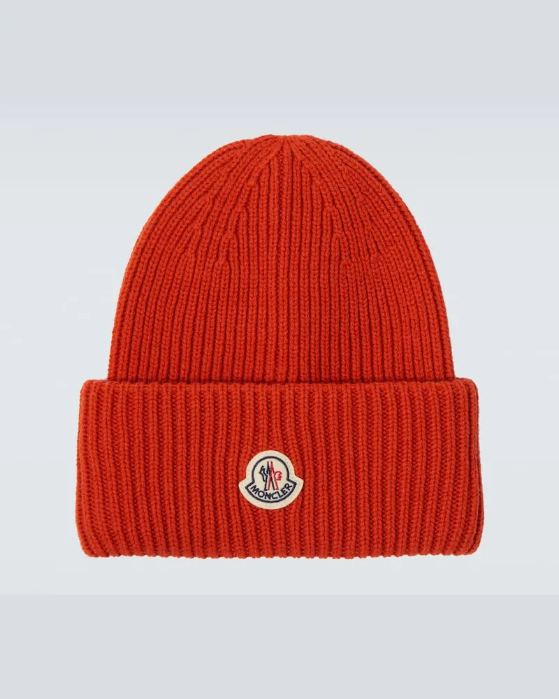Moncler Mütze aus Wolle und Kaschmir Orange