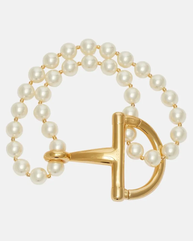 Gucci Armband mit Zierperlen Weiß