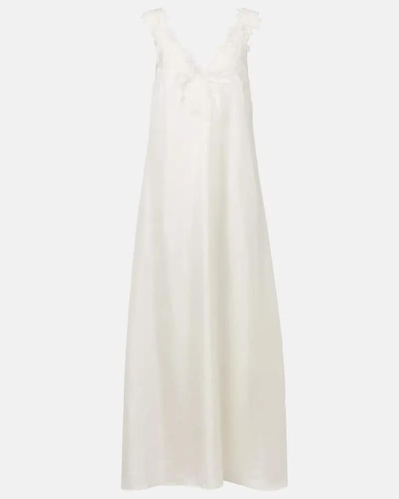 Róhe Róhe Robe aus Seide mit Spitze Weiß