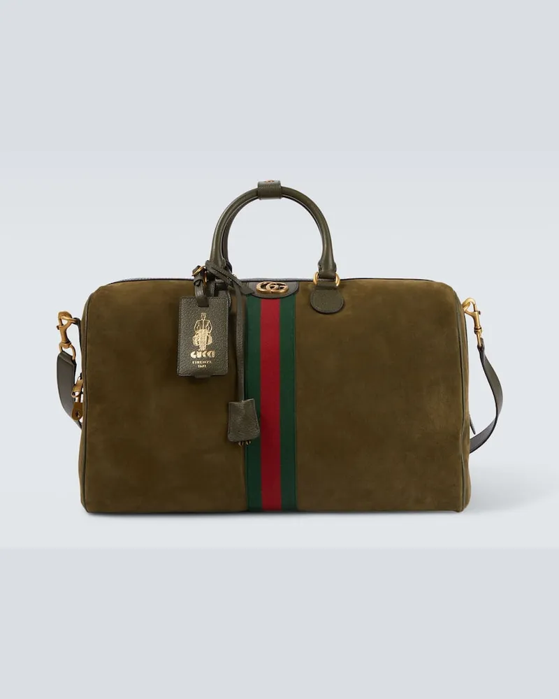 Gucci Weekender Gucci Savoy Medium aus Veloursleder Grün