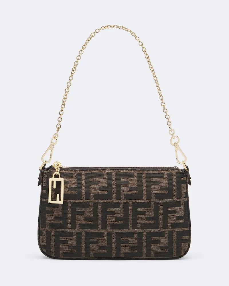 Fendi Pouch mit Riemen Tube FF Zucca Braun