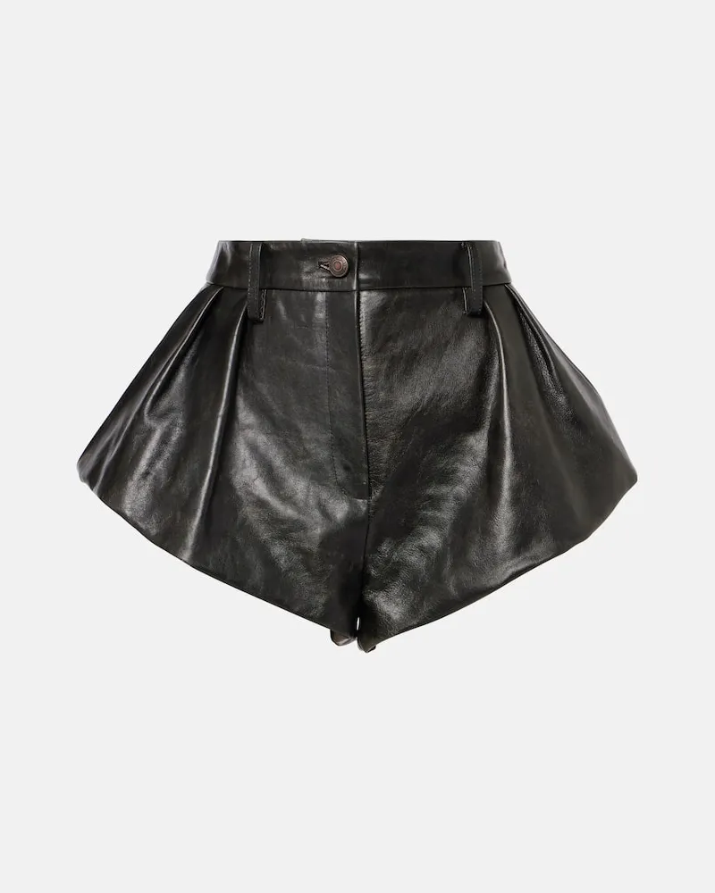 Magda Butrym High-Rise Shorts aus Leder Schwarz