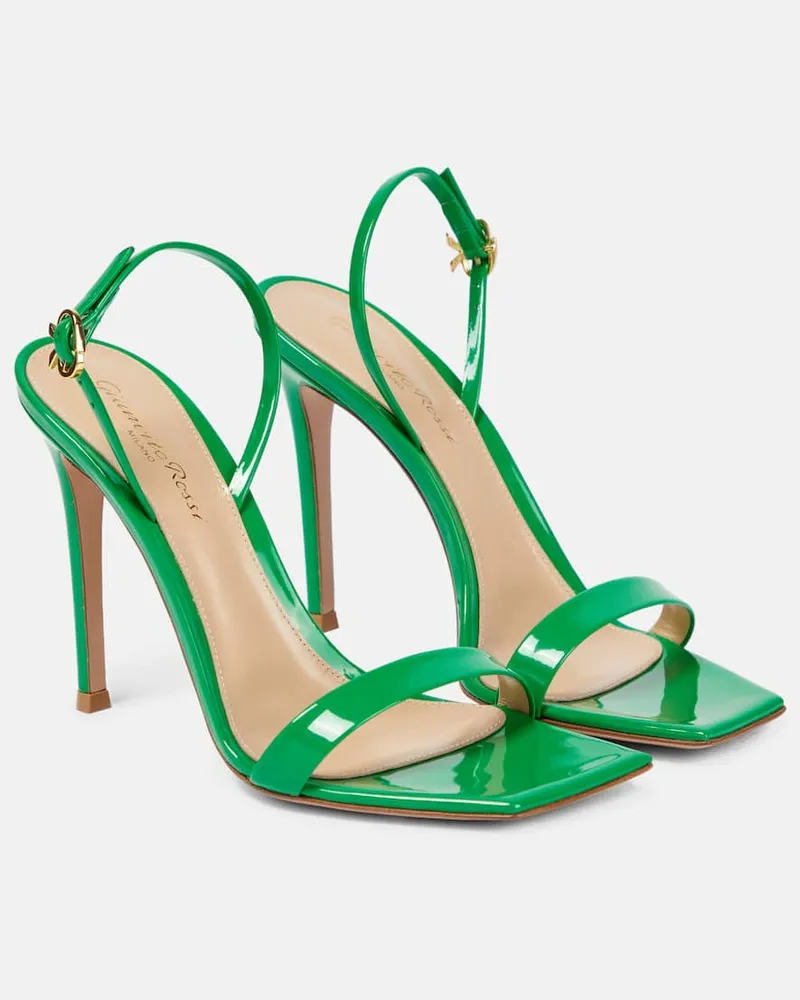 Gianvito Rossi Sandalen Ribbon 105 aus Lackleder Grün