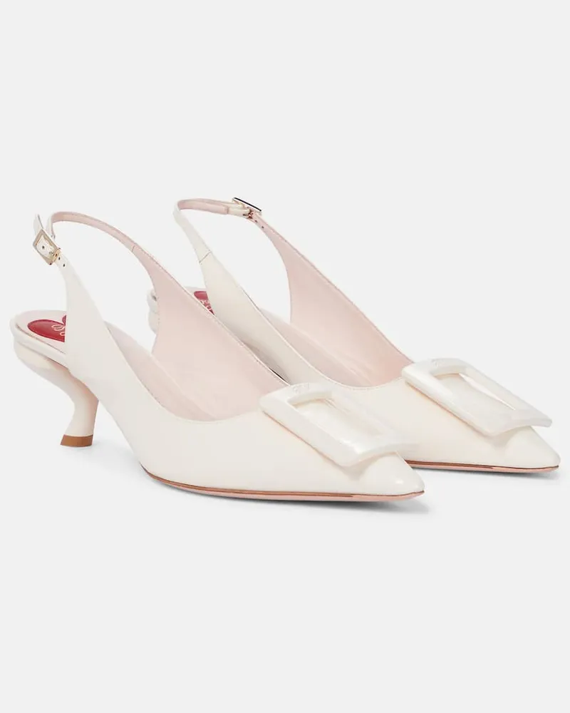 Roger Vivier Slingback-Pumps Virgule aus Lackleder Weiß