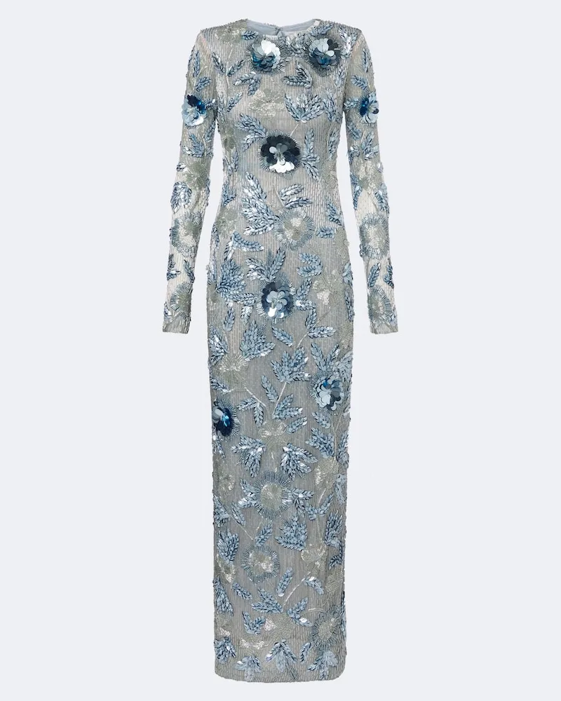 Rachel Gilbert Verzierte Robe Pierre Blau