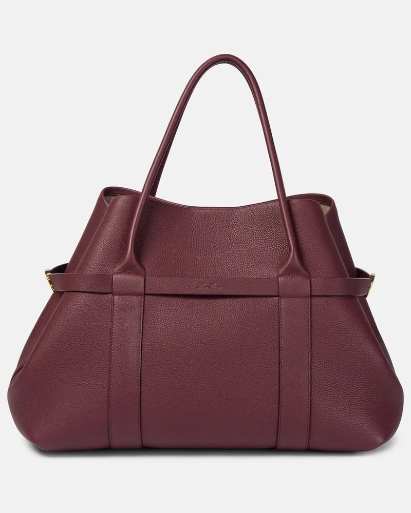 Loro Piana Tote Bag Ghiera Large aus Leder Burgunderrot