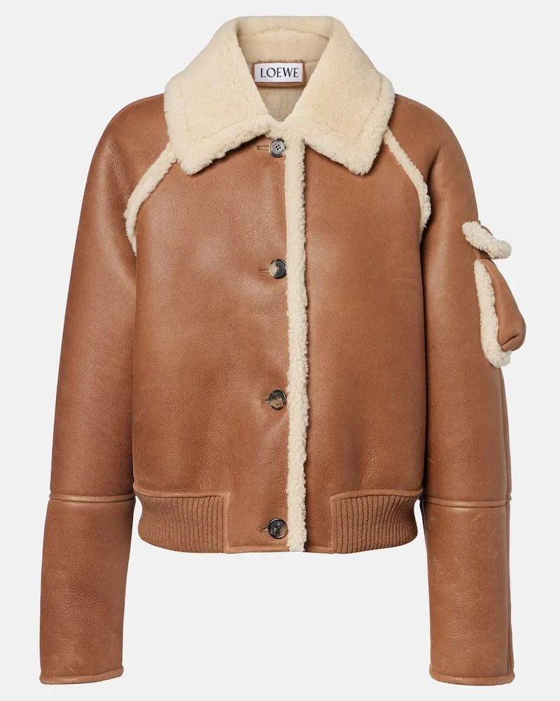 Loewe Lederjacke mit Shearling Braun