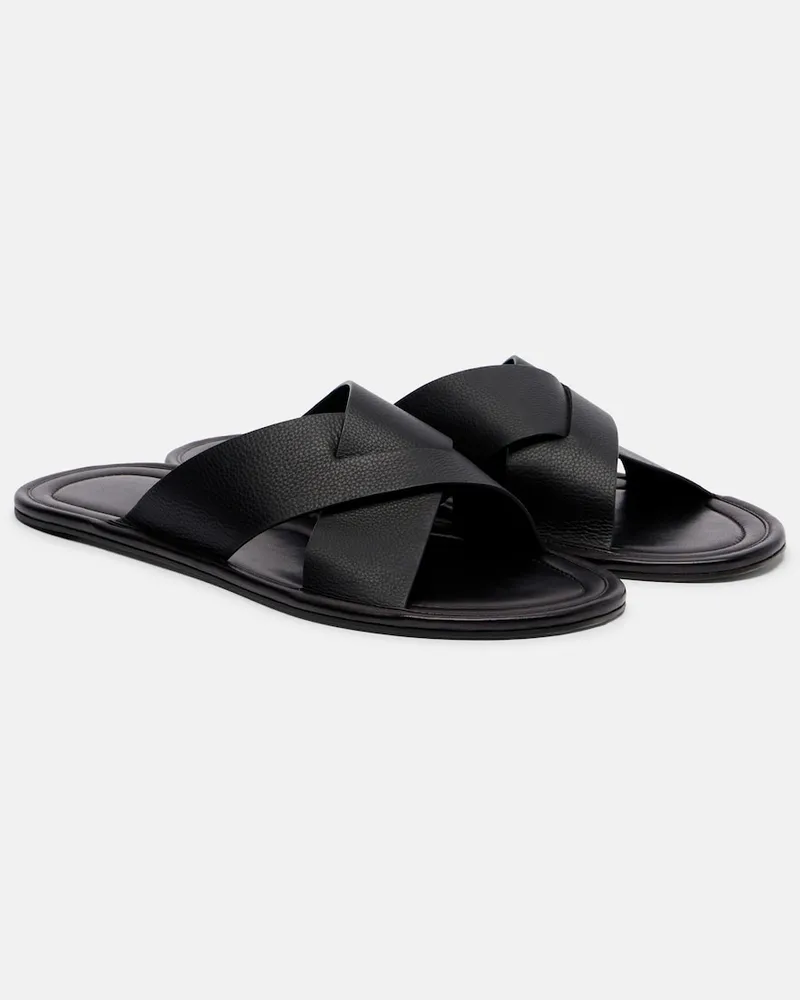The Row Sandalen Malick Cross aus Leder Schwarz