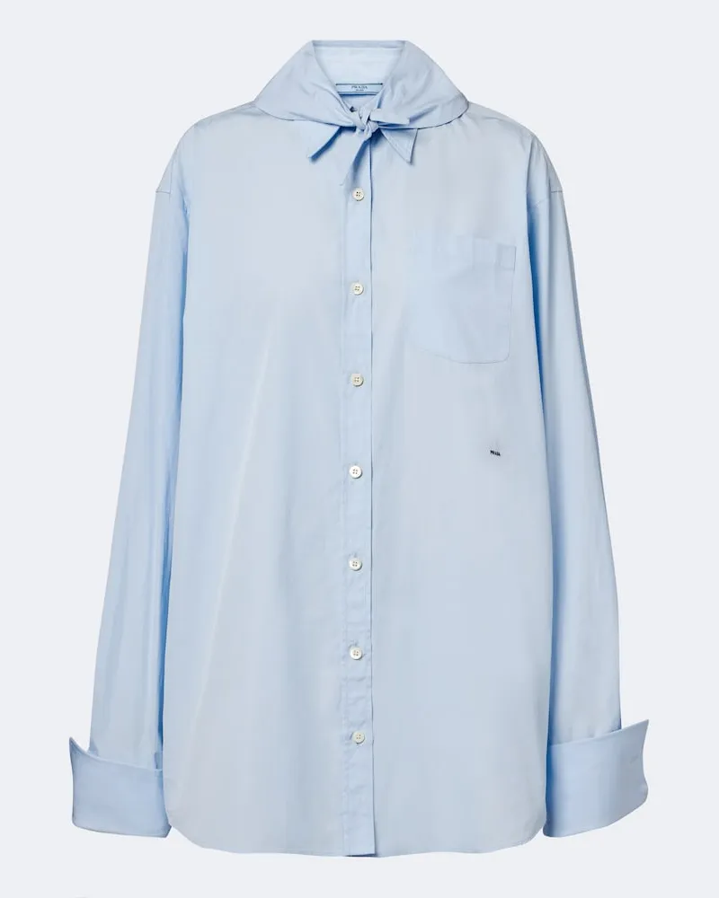 Prada Schluppenbluse aus Baumwollpopeline Blau