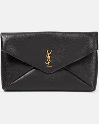 Saint Laurent Clutch Cassandre Large aus Leder Schwarz