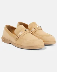 Valentino Garavani Loafers Leisure Flows aus Veloursleder Beige