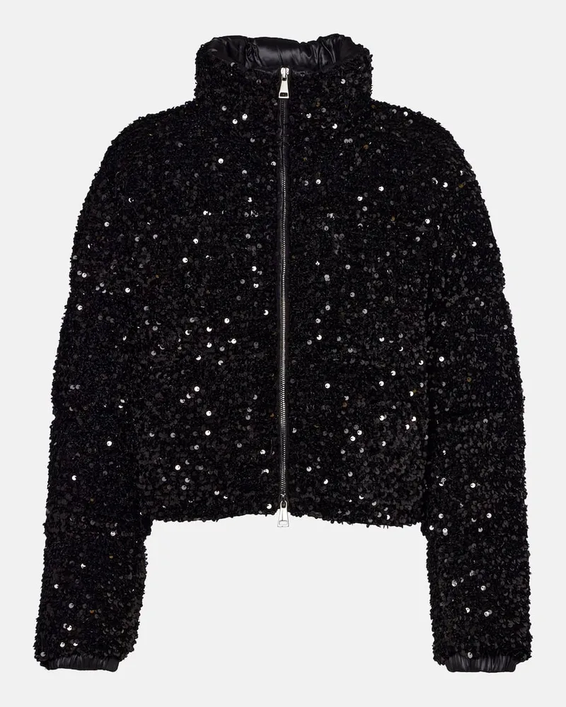 Moncler Daunenjacke Louvi mit Pailletten Schwarz