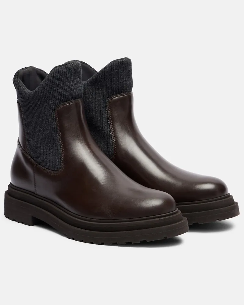 Brunello Cucinelli Stiefel aus Leder Braun