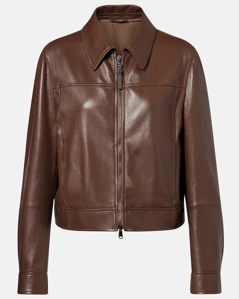 Brunello Cucinelli Lederjacke Braun