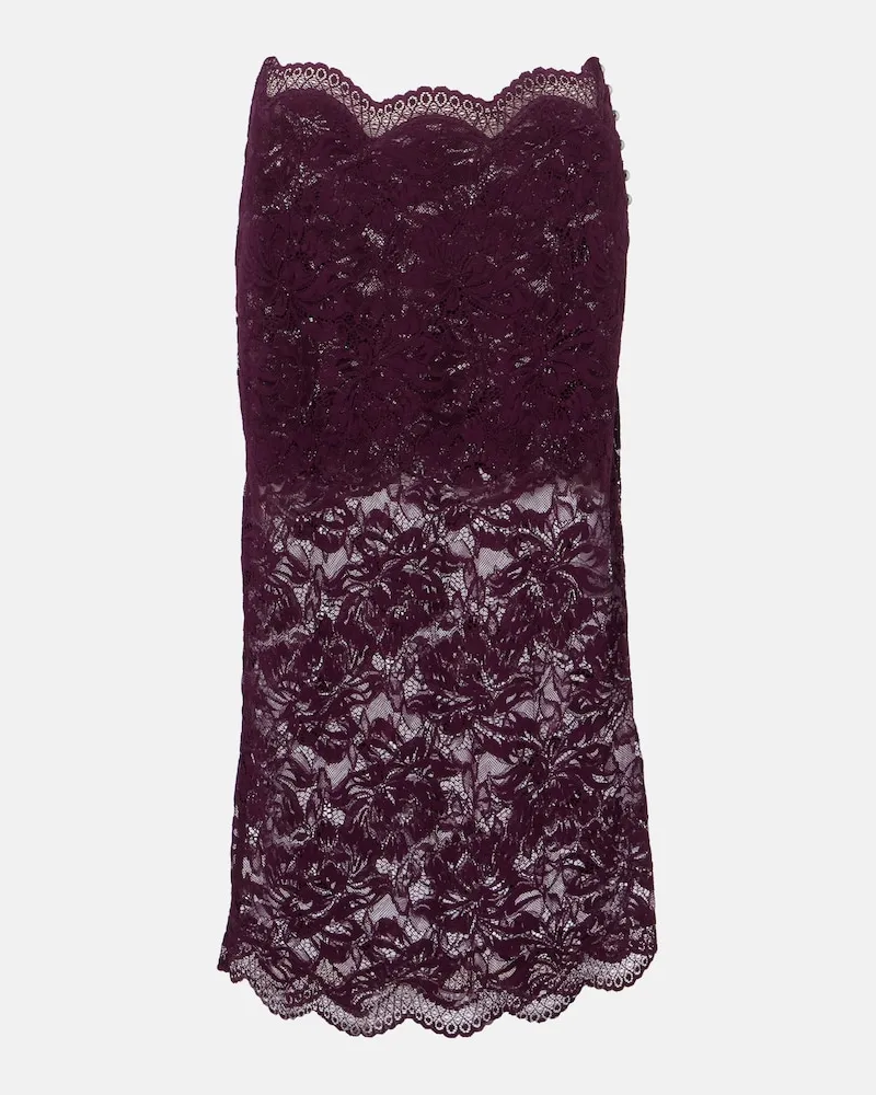 Paco Rabanne Midirock aus Spitze Violett