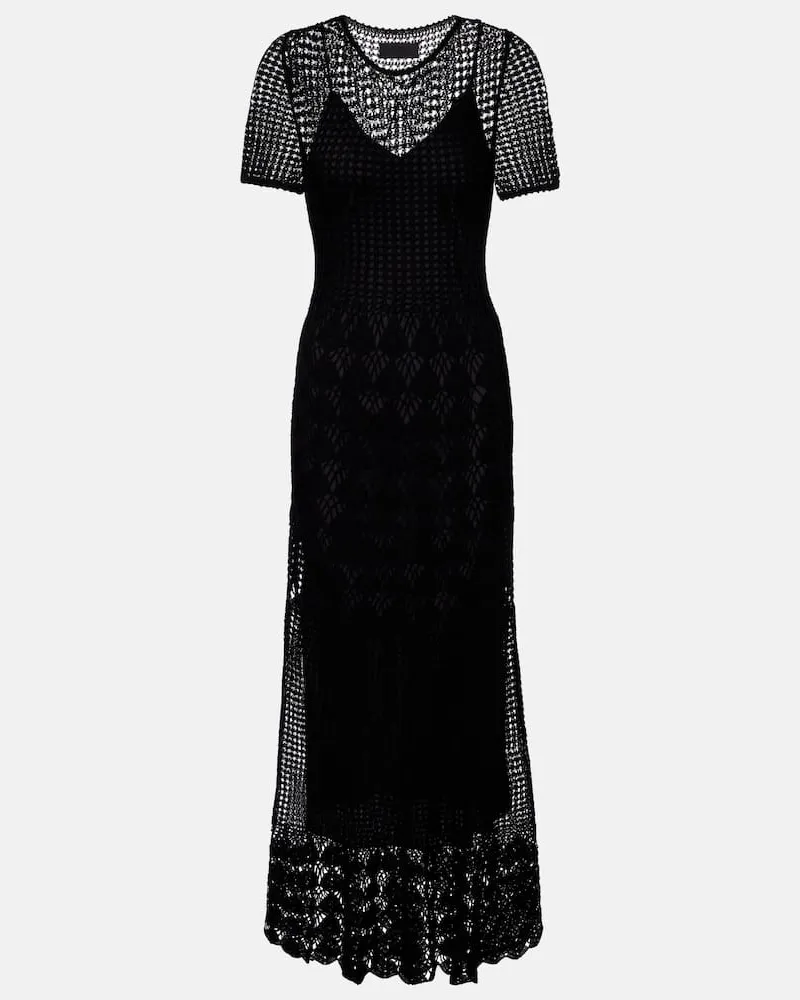 Nili Lotan Midikleid Yoko aus Häkelstrick Schwarz