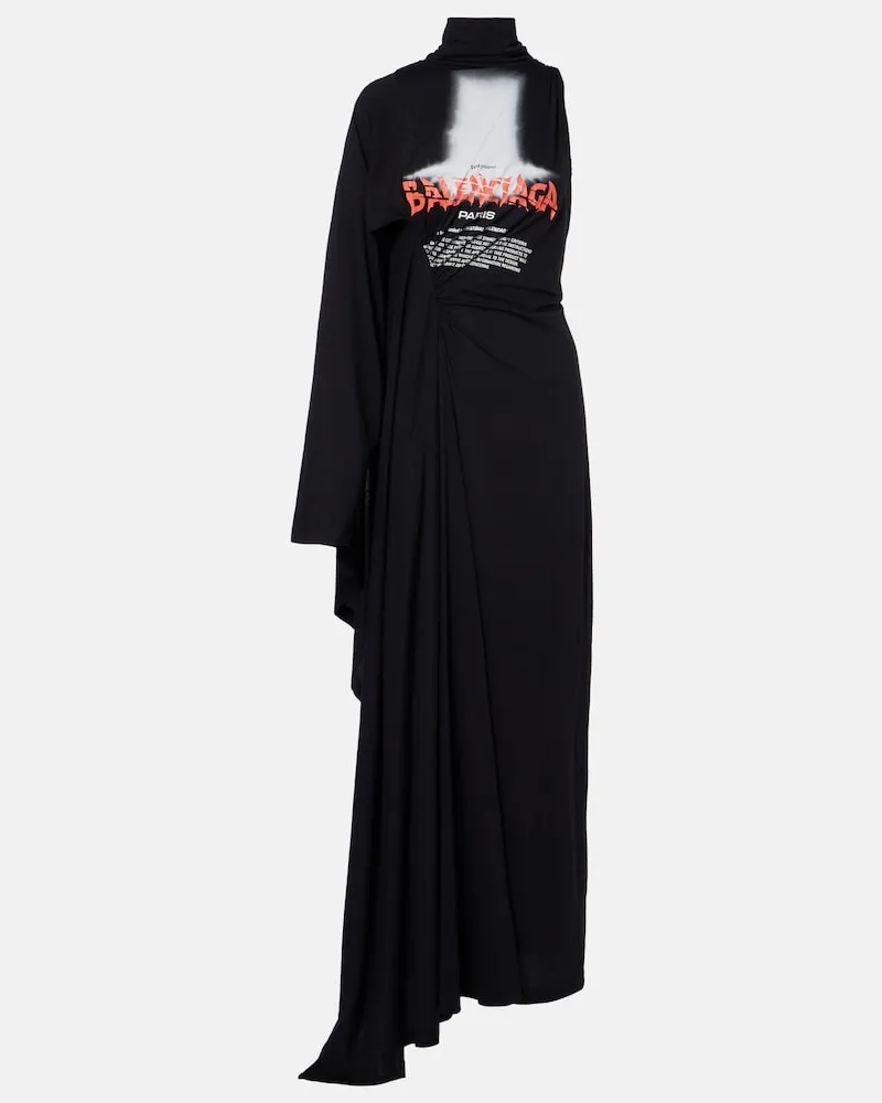 Balenciaga Maxikleid aus Baumwoll-Jersey Schwarz