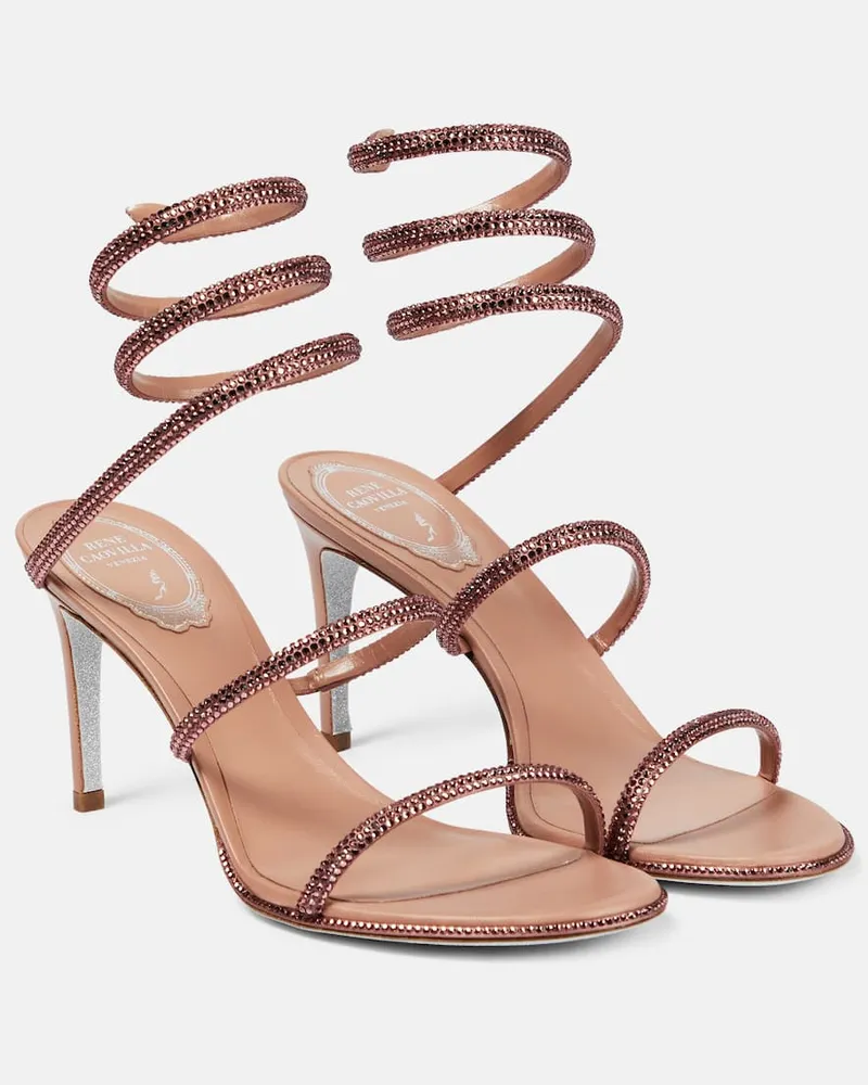 René Caovilla Sandalen Cleo aus Satin Nude
