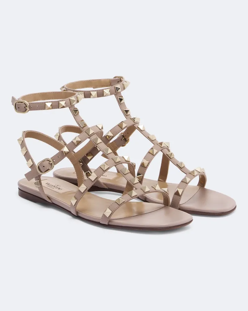 Valentino Garavani Sandalen Rockstud aus Leder Neutral