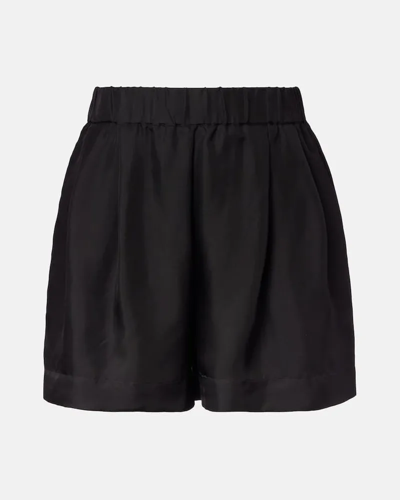 ASCENO Shorts Zurich aus Seiden-Twill Schwarz