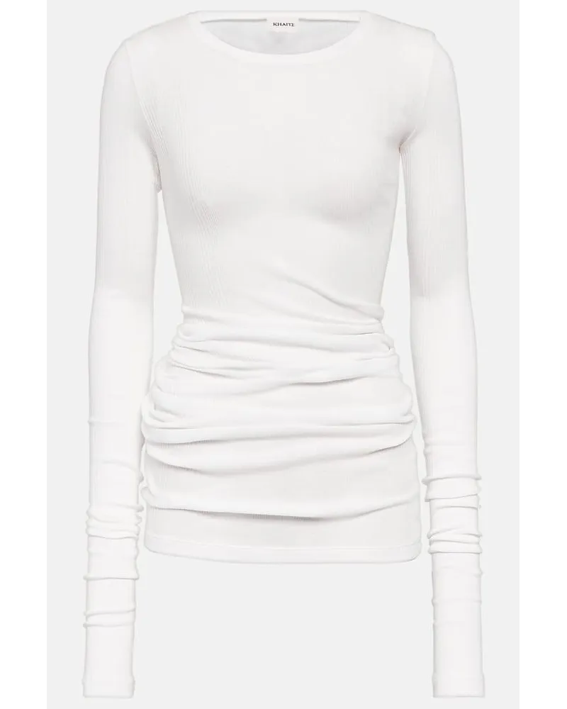 KHAITE Longsleeve Lenora aus einem Baumwollgemisch Beige