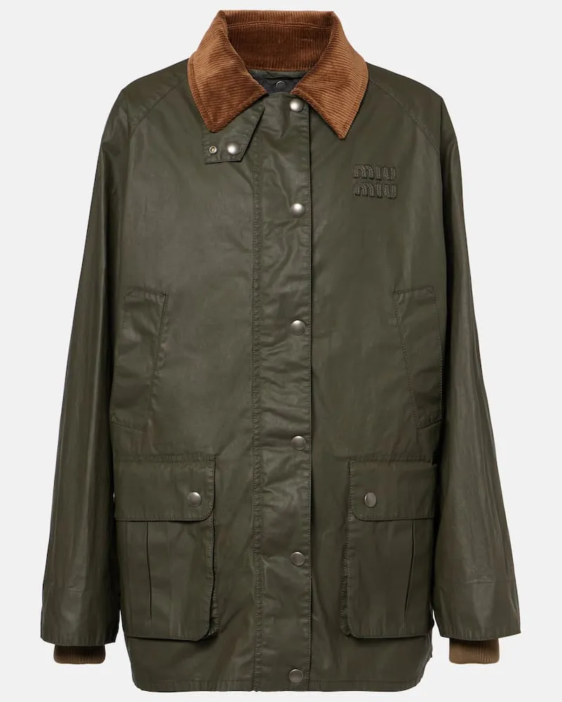 Miu Miu Jacke aus Popeline mit Cord Braun