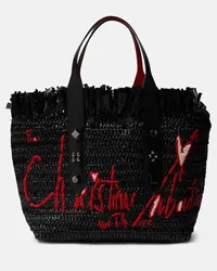 Christian Louboutin Tote Frangibus Medium aus Raffiabast Schwarz