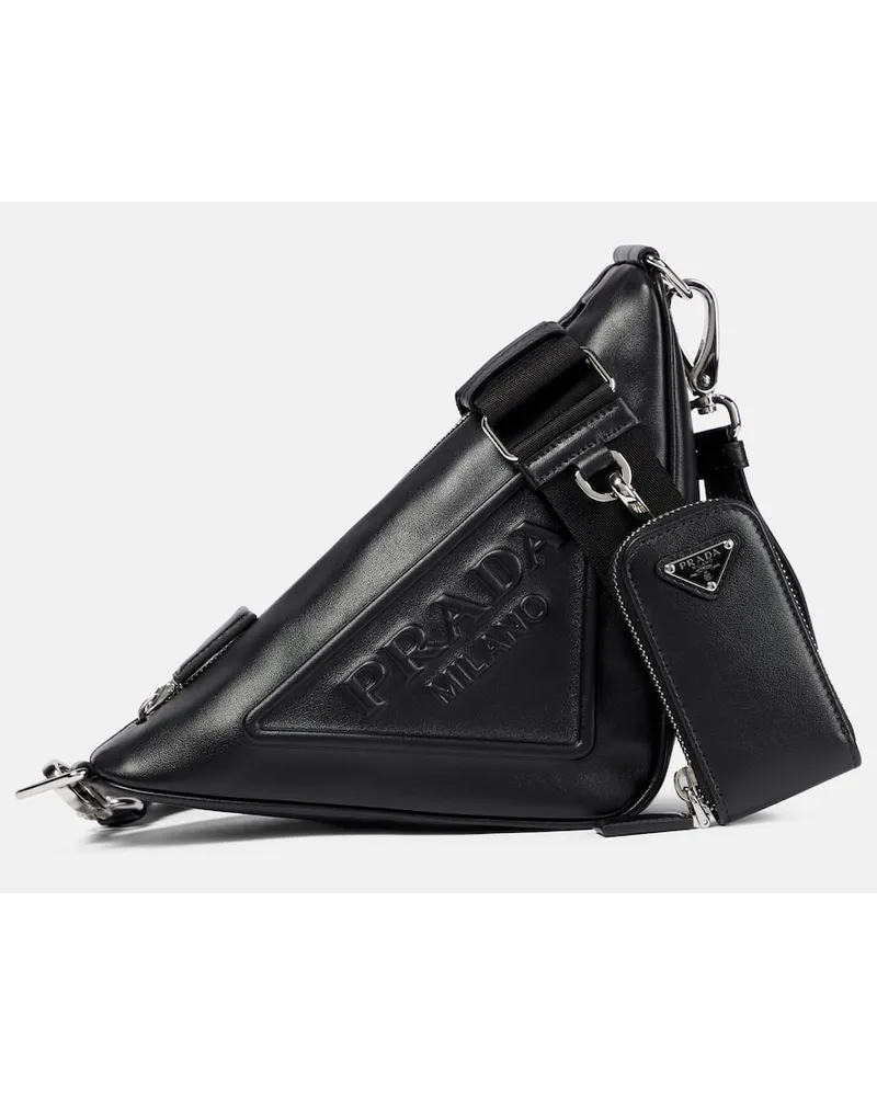 Prada Schultertasche aus Leder Schwarz