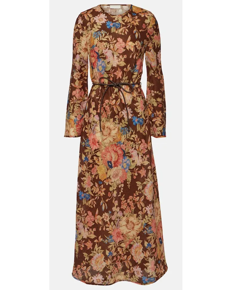 Zimmermann Maxikleid August aus Leinen Multicolor