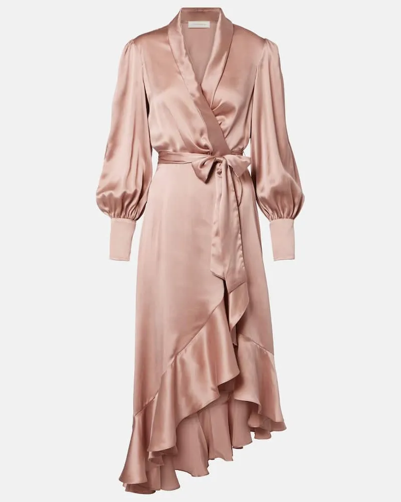 Zimmermann Wickelkleid aus Seidensatin Rosa