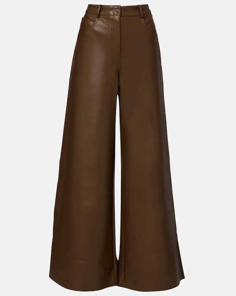 Norma Kamali Weite High-Rise-Hose Elephant Braun