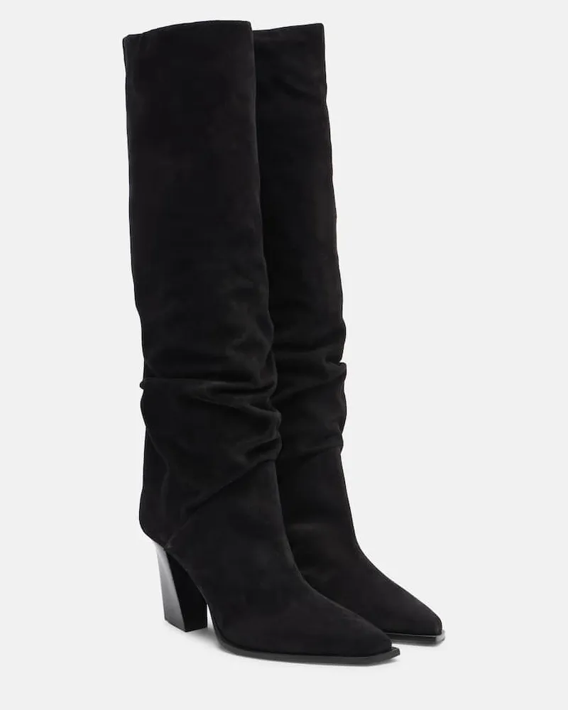 Jimmy Choo Stiefel Hart 85 aus Veloursleder Schwarz