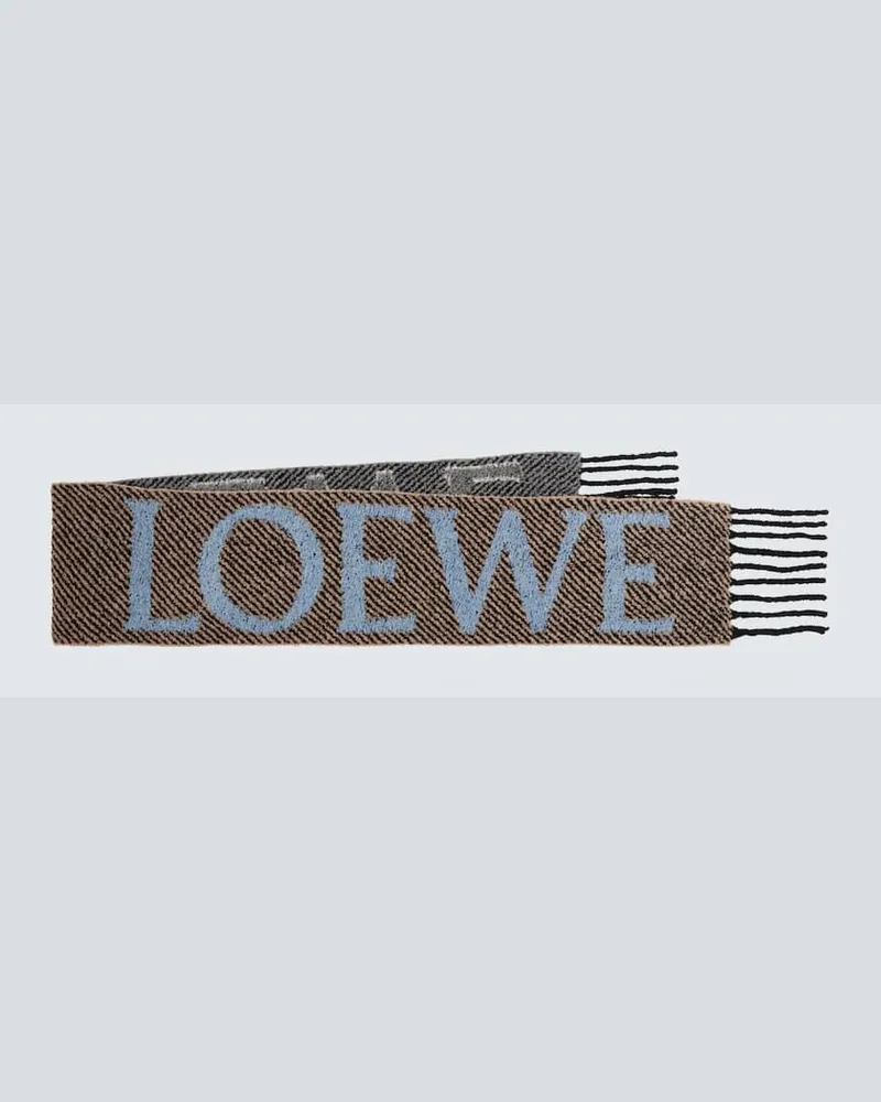 Loewe Schal aus einem Alpakawollgemisch Blau