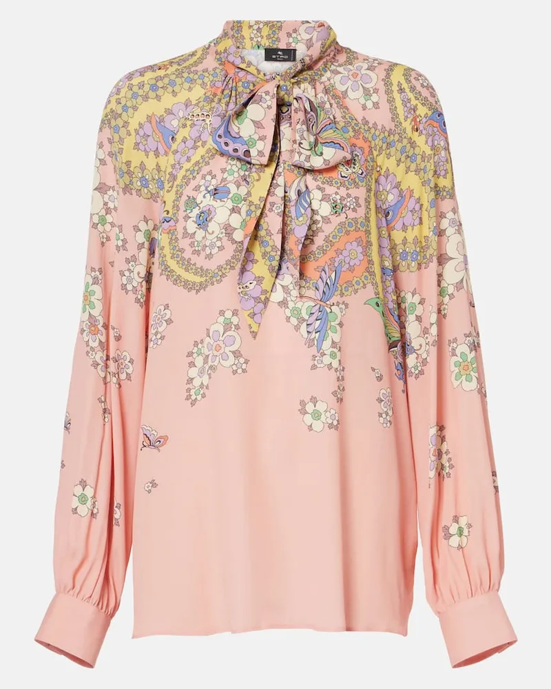 Etro Bedruckte Schluppenbluse Pink