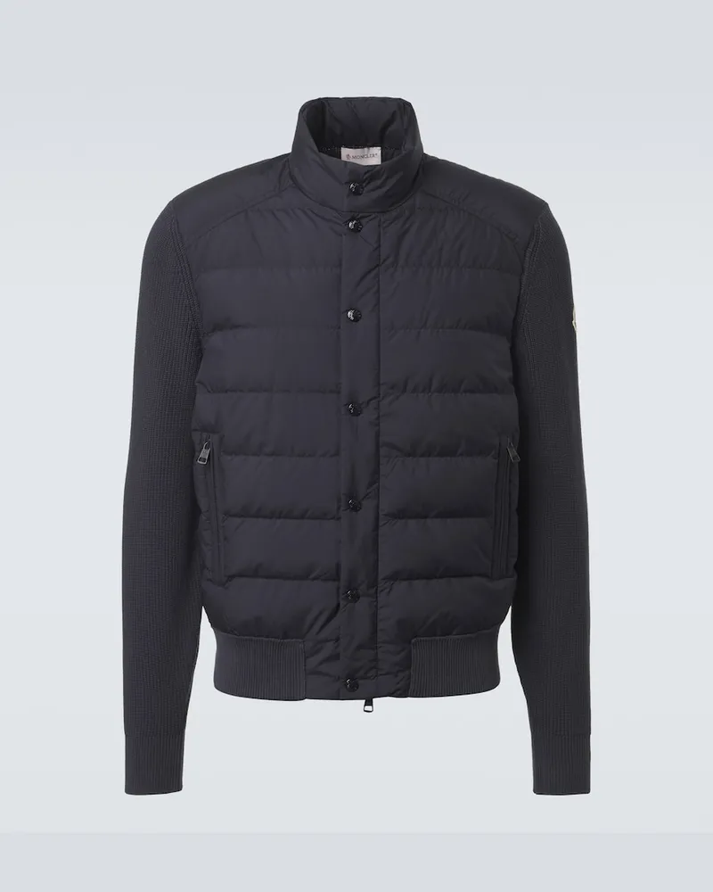 Moncler Daunenjacke mit Rippstrick Blau